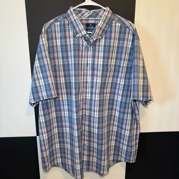 George Mens Shirt Size 2XL  Multicolor Blue Pink Plaid Classic Fit - Picture 2 of 15